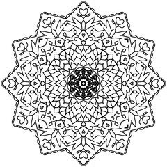 Beautiful Mandala Shape for Coloring. Vector Mandala. Christmas. Oriental. Book Page. Lines
