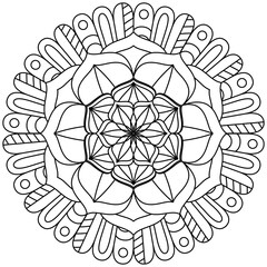 Beautiful Mandala Shape for Coloring. Vector Mandala. Christmas. Oriental. Book Page. Lines
