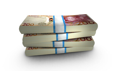 3D Stack Banknote of Lesotho 200 Maloti Money