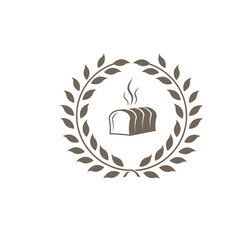 Bread logo vintage leaves design vector illustration