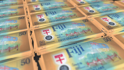3D Bunch of Fiji 50 Dollars Money Banknote
