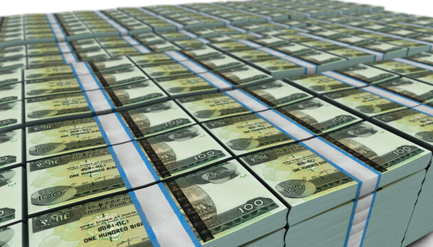 3D Large Stack of Ethiopia 100 Birr Banknote