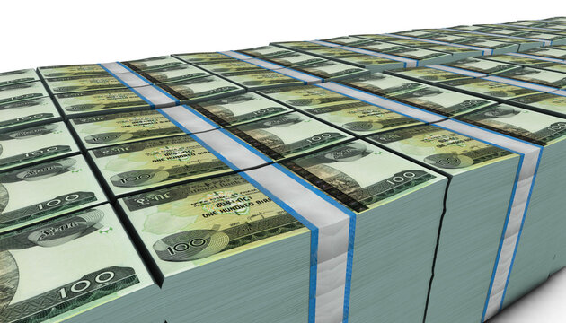 3D Pile of Ethiopia 100 Birr Money banknote