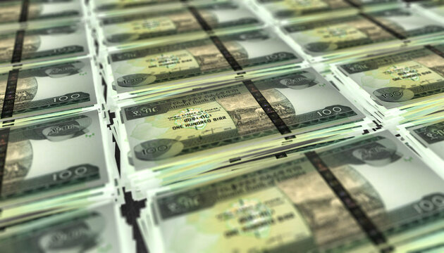 3D Bunch of Ethiopia 100 Birr Money Banknote