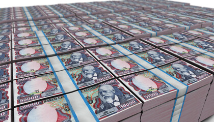 3D Large Stack of Ecuador 50000 Sucres Banknote