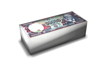 Ecuador 50000 Sucres Banknotes Money Stack on White Background