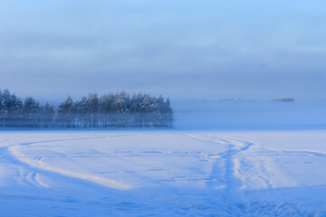 Fog on a frosty morning.