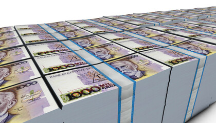 3D Pile of Brazil 1000 Cruzeiros Money banknote