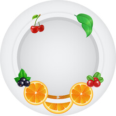 Fruits and berries round flyer banner card template for design