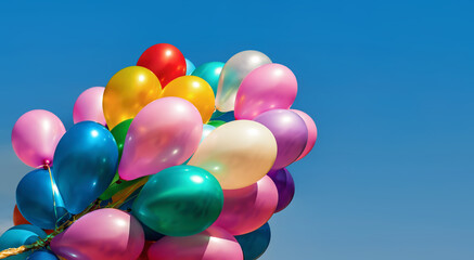 Fototapeta na wymiar Multi-colored balloons on blue sky background