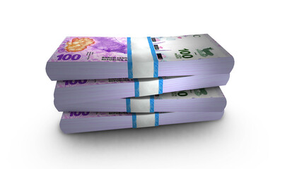 3D Stack Banknote of Argentina 100 Pesos Money