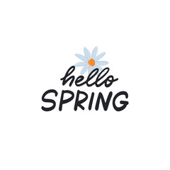 Obraz premium Hello spring vector calligraphy quote