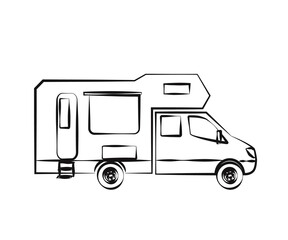 House on wheels on a white background. Symbol. Vector illustration.
