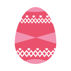 pink easter egg with decorative shapes and hearts, colorful design