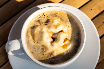 coffee macchiato at tea time on summer