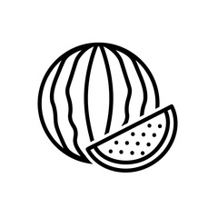Watermelon flat icon. Pictogram for web. Line stroke. Isolated on white background. Vector eps10