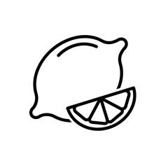 Lemon flat icon. Pictogram for web. Line stroke. Lime isolated on white background. Vector eps10