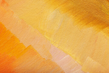 The texture of the canvas, coated with oil paints. Gradient in orange colors, copy space. The concept of a creative atmosphere, artistic events, education, etc.