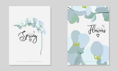 flat abstract style flowers spring posters. hello spring vector illustration. minimalistic A4 posters, simple modern style for any graphic designs: brochure, cards, posters, flyer, cover, invitations