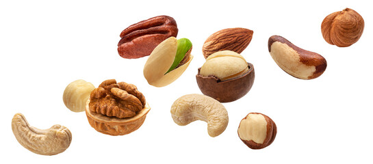 Different nuts collection isolated on white background