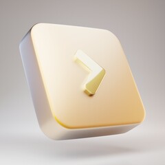 Angle Right icon. Golden Angle Right symbol on matte gold plate.