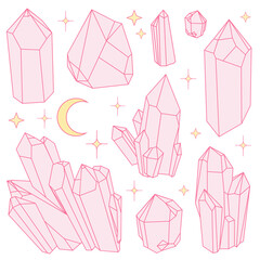 Crystals with stars and moon