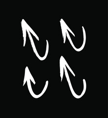Vector art illustration grunge arrows. Set of hand drawn paint object for design use. Abstract brush drawing