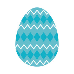 blue easter egg with decorative rhombus, colorful design