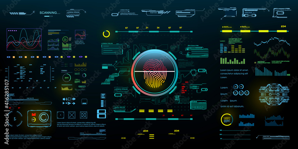 Poster holographic digital panel with biometric identification technology, fingerprint reader and automatic