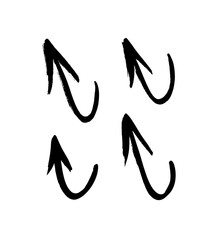 Vector art illustration grunge arrows. Set of hand drawn paint object for design use. Abstract brush drawing