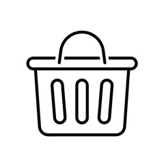 Shopping basket flat icon. Pictogram for web. Line stroke. Basket isolated on white background. Vector eps10