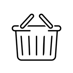 Shopping basket flat icon. Pictogram for web. Line stroke. Basket isolated on white background. Vector eps10