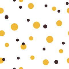 Abstract bee kids seamless pattern, polka dot black and yellow cute digital paper, cartoon nursery seamless background for baby textile, scrapbooking, wrapping paper, wallpaper