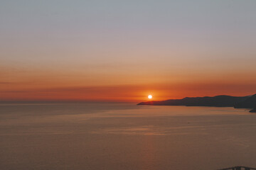 romantic sunrise or sunset over sea