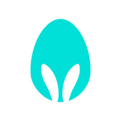 Easter egg shape with bunny ears silhouette on white background - traditional symbol of holiday. Simple eggs hunt - vector illustration. Minimalistic design for card, banner or poster.