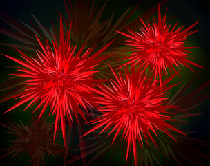 Abstract red thorns on a beautiful shining background.  Vector, vector graphics.