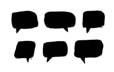 Vector art illustration grunge speech bubbles. Set of hand drawn paint object for design use. Abstract brush drawing.