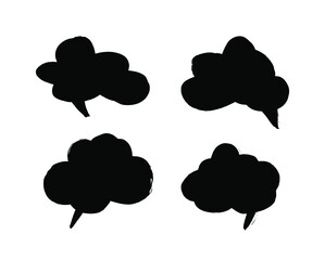Vector art illustration grunge speech bubbles. Set of hand drawn paint object for design use. Abstract brush drawing.