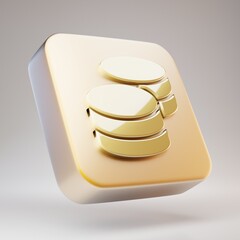 Coins icon. Golden Coins symbol on matte gold plate.