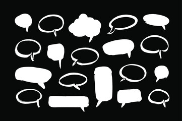 Vector art illustration grunge speech bubbles. Set of hand drawn paint object for design use. Abstract brush drawing.