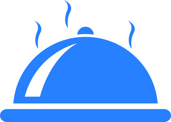 Black Covered with a tray of food icon isolated on black background. Tray and lid sign. Restaurant cloche with lid. kitchenware symbol. Square button vector Illustration
