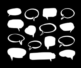 Vector art illustration grunge speech bubbles. Set of hand drawn paint object for design use. Abstract brush drawing.