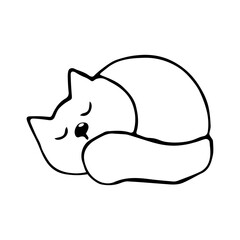 Vector image of a sleeping cat on a white background 