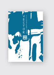 Blue ink brush stroke on white background. Japanese style.