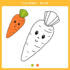 Simple educational game for kids. Cute carrot for coloring book
