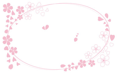 Spring flower background. Cherry blossom illustration. Vector illustration. Pink flower frame for graphic and design.
春の花背景、桜バッグラウンド、花フレームデザイン