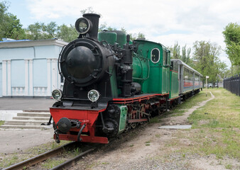 Fototapeta na wymiar Narrow-gauge steam locomotive