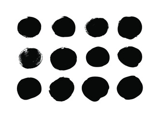 Vector art illustration grunge circle. Set of hand drawn paint object for design use. Abstract brush drawing