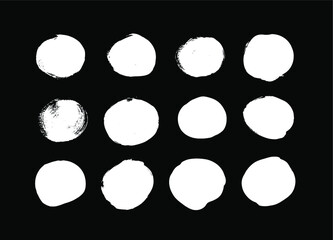 Vector art illustration grunge circle. Set of hand drawn paint object for design use. Abstract brush drawing