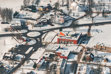 Aerial view over the Madliena village (Latvia)